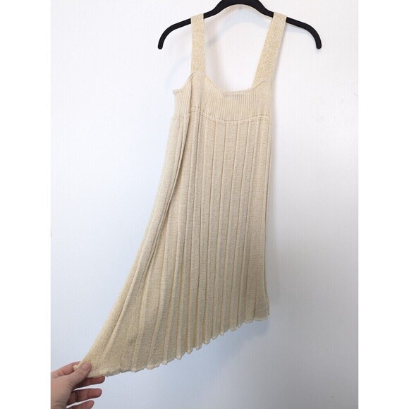 Sweater Project Dress Womens Large Ivory Shimmer Pleated Y2K - Picture 6 of 10
